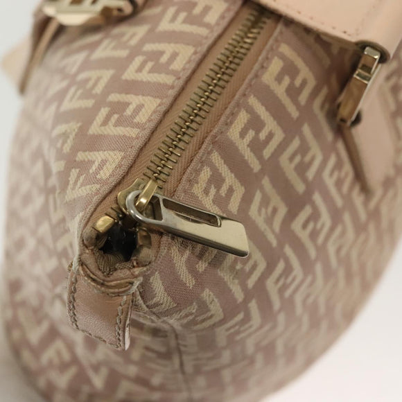 FENDI Zucchino Canvas Hand Bag Pink Gold Auth 139455