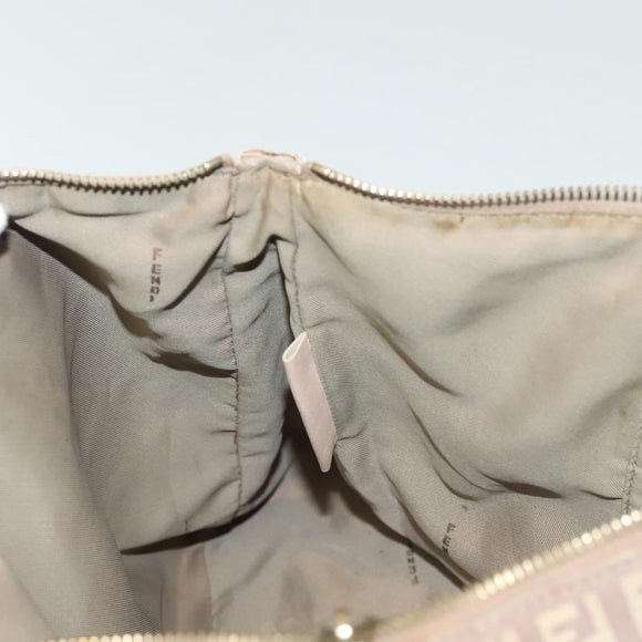 FENDI Zucchino Canvas Hand Bag Pink Gold Auth 139455