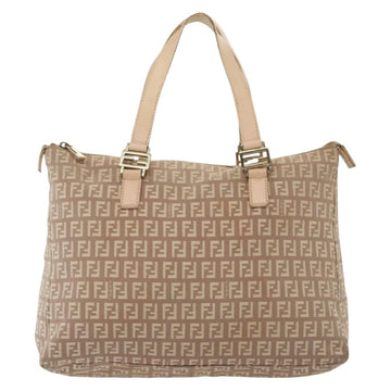 FENDI Zucchino Canvas Hand Bag Pink Gold Auth 139455 - 0