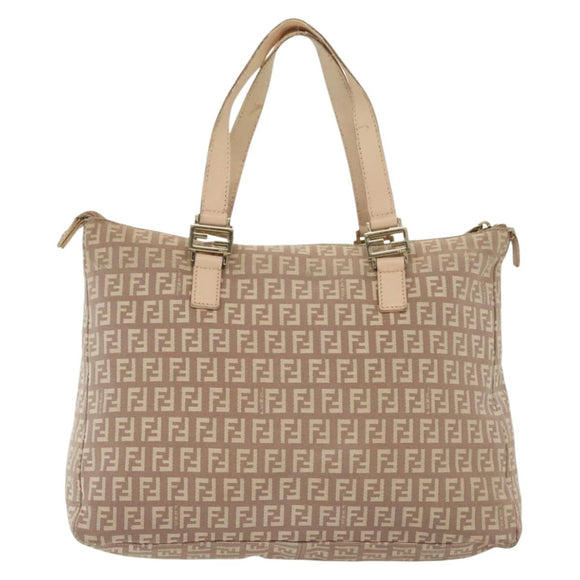 FENDI Zucchino Canvas Hand Bag Pink Gold Auth 139455