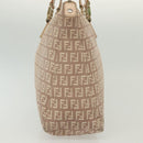 FENDI Zucchino Canvas Hand Bag Pink Gold Auth 139455-4