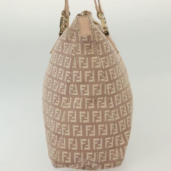 FENDI Zucchino Canvas Hand Bag Pink Gold Auth 139455