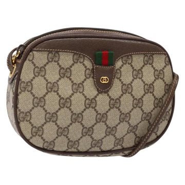 GUCCI GG Supreme Web Sherry Line Bag PVC Beige Gold 007 754 6112 40 Auth 139459