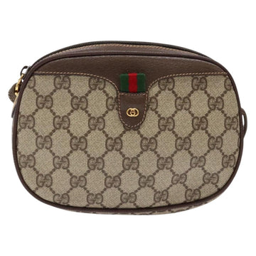 GUCCI GG Supreme Web Sherry Line Bag PVC Beige Gold 007 754 6112 40 Auth 139459 - 0