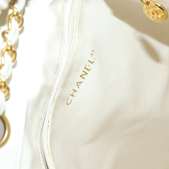 CHANEL Chain Tote Bag Canvas Navy Gold CC Auth 139465