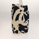 CHANEL Chain Tote Bag Canvas Navy Gold CC Auth 139465-3