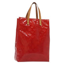LOUIS VUITTON Monogram Vernis Reade MM Hand Bag Red Rouge M91086 LV Auth 139473-1