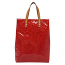 LOUIS VUITTON Monogram Vernis Reade MM Hand Bag Red Rouge M91086 LV Auth 139473-13