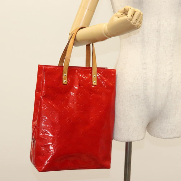 LOUIS VUITTON Monogram Vernis Reade MM Hand Bag Red Rouge M91086 LV Auth 139473