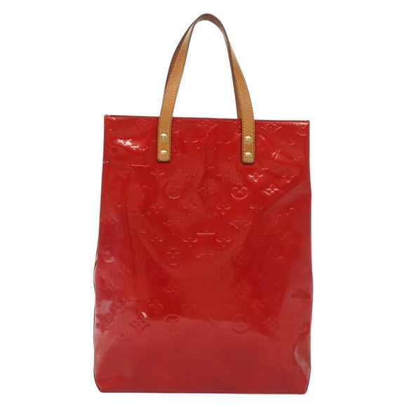 LOUIS VUITTON Monogram Vernis Reade MM Hand Bag Red Rouge M91086 LV Auth 139473