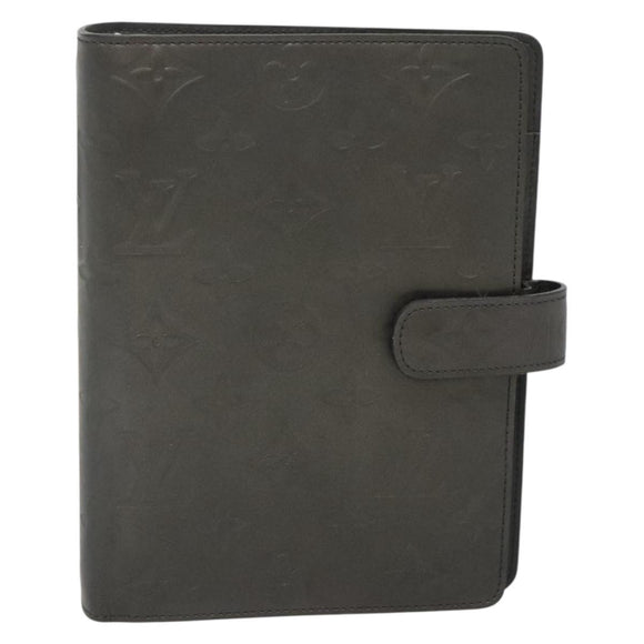 LOUIS VUITTON Monogram Mat Agenda MM Day Planner Cover Gray R20925 Auth 139494