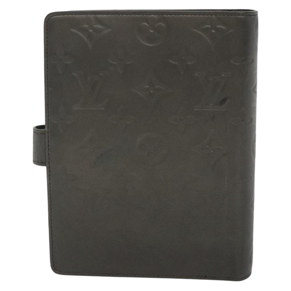 LOUIS VUITTON Monogram Mat Agenda MM Day Planner Cover Gray R20925 Auth 139494