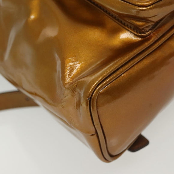 GUCCI Bamboo Backpack Patent leather Outlet Gold 003 1705 0030 Auth 139519