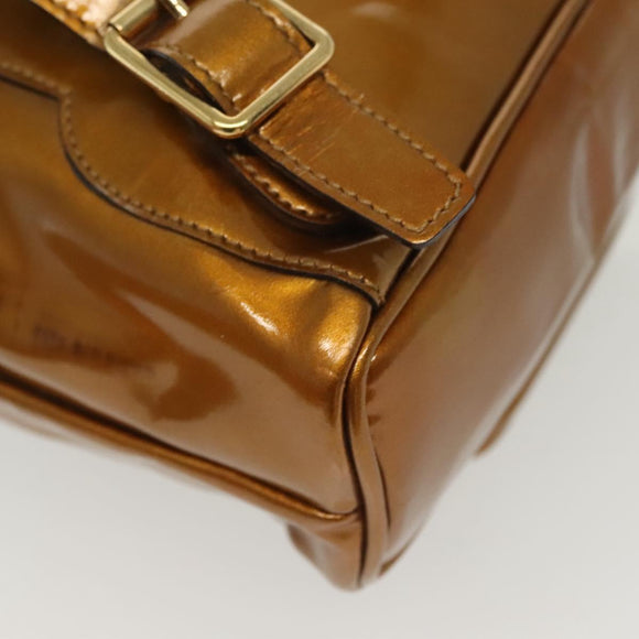 GUCCI Bamboo Backpack Patent leather Outlet Gold 003 1705 0030 Auth 139519