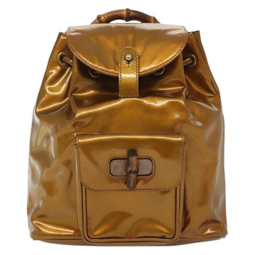 GUCCI Bamboo Backpack Patent leather Outlet Gold 003 1705 0030 Auth 139519 - 0