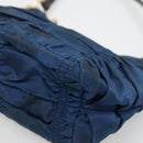 PRADA Accessory Pouch Nylon Blue Gold Auth 139522-10