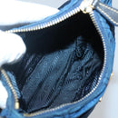 PRADA Accessory Pouch Nylon Blue Gold Auth 139522-17