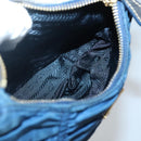 PRADA Accessory Pouch Nylon Blue Gold Auth 139522-18