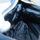 PRADA Accessory Pouch Nylon Blue Gold Auth 139522-19