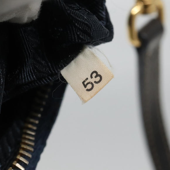 PRADA Accessory Pouch Nylon Blue Gold Auth 139522