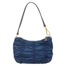 PRADA Accessory Pouch Nylon Blue Gold Auth 139522-3