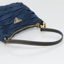 PRADA Accessory Pouch Nylon Blue Gold Auth 139522-7