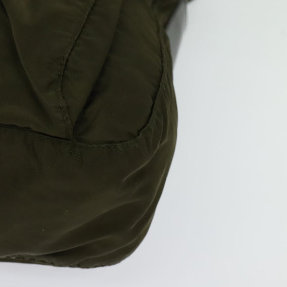 PRADA Shoulder Bag Nylon Khaki Silver Auth 139526