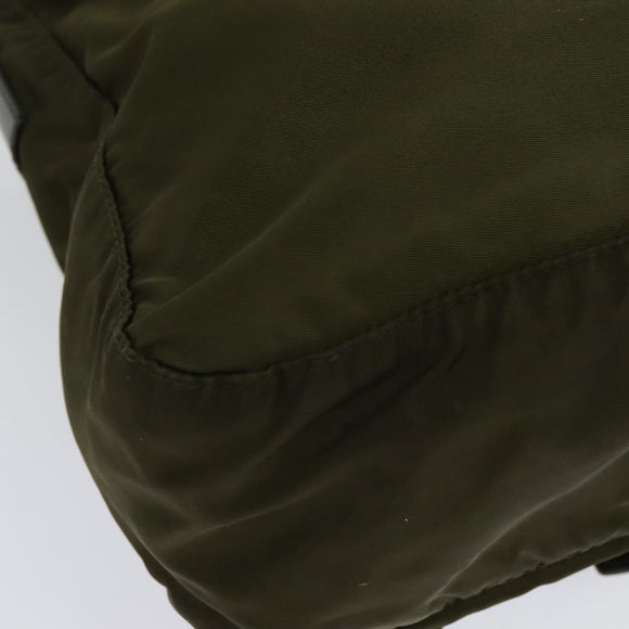 PRADA Shoulder Bag Nylon Khaki Silver Auth 139526