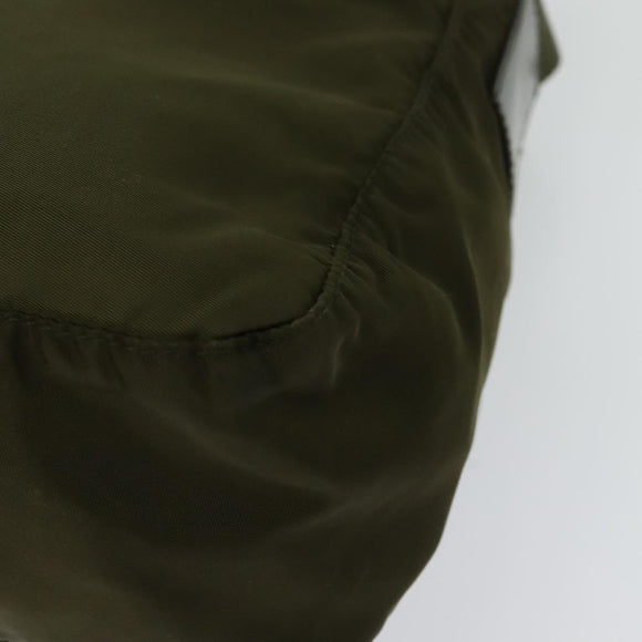 PRADA Shoulder Bag Nylon Khaki Silver Auth 139526