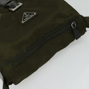 PRADA Shoulder Bag Nylon Khaki Silver Auth 139526-6