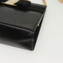 Salvatore Ferragamo Chain Vala Shoulder Bag Leather Black Gold Auth 139529-11