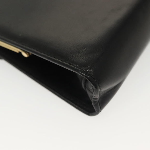 Salvatore Ferragamo Chain Vala Shoulder Bag Leather Black Gold Auth 139529