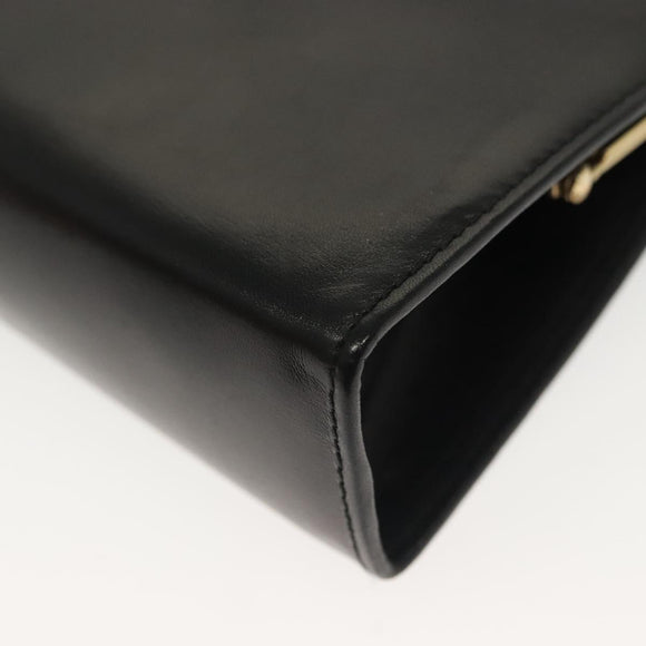 Salvatore Ferragamo Chain Vala Shoulder Bag Leather Black Gold Auth 139529