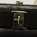 Salvatore Ferragamo Chain Vala Shoulder Bag Leather Black Gold Auth 139529-14