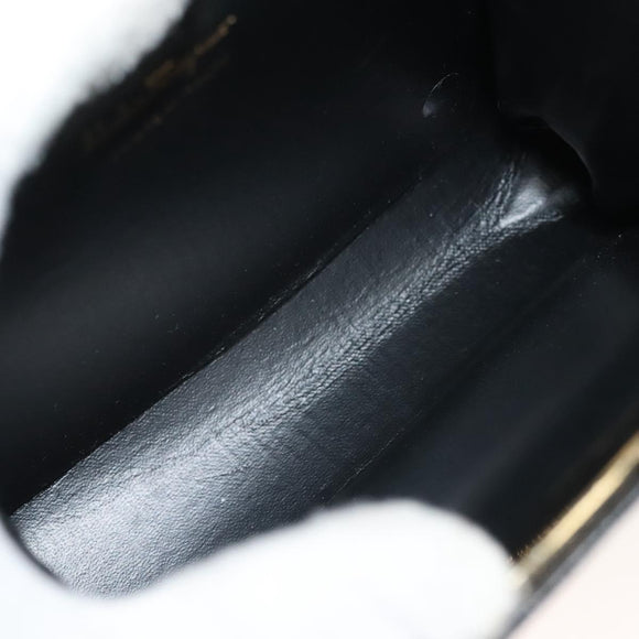 Salvatore Ferragamo Chain Vala Shoulder Bag Leather Black Gold Auth 139529