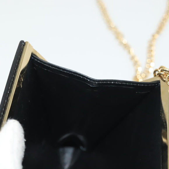 Salvatore Ferragamo Chain Vala Shoulder Bag Leather Black Gold Auth 139529