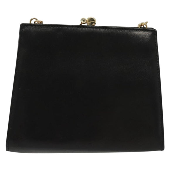 Salvatore Ferragamo Chain Vala Shoulder Bag Leather Black Gold Auth 139529