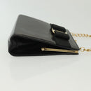 Salvatore Ferragamo Chain Vala Shoulder Bag Leather Black Gold Auth 139529-4