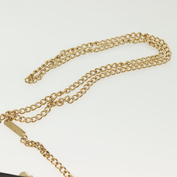 Salvatore Ferragamo Chain Vala Shoulder Bag Leather Black Gold Auth 139529