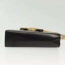 Salvatore Ferragamo Chain Vala Shoulder Bag Leather Black Gold Auth 139529-9