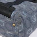 Salvatore Ferragamo Gancini Tote Bag Canvas Blue Gold Auth 139532-9