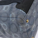 Salvatore Ferragamo Gancini Tote Bag Canvas Blue Gold Auth 139532-14