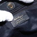 Salvatore Ferragamo Gancini Tote Bag Canvas Blue Gold Auth 139532-12