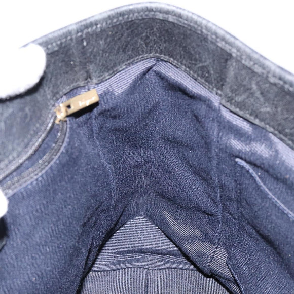 Salvatore Ferragamo Gancini Tote Bag Canvas Blue Gold Auth 139532