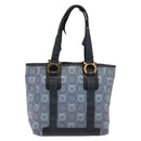 Salvatore Ferragamo Gancini Tote Bag Canvas Blue Gold Auth 139532-2