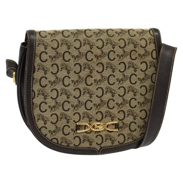 CELINE C Sulky Shoulder Bag Canvas Beige Gold Auth 139534