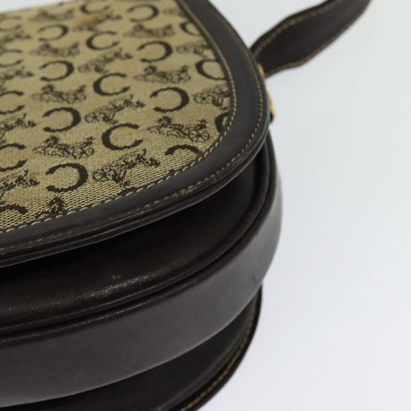 CELINE C Sulky Shoulder Bag Canvas Beige Gold Auth 139534