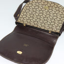 CELINE C Sulky Shoulder Bag Canvas Beige Gold Auth 139534-10
