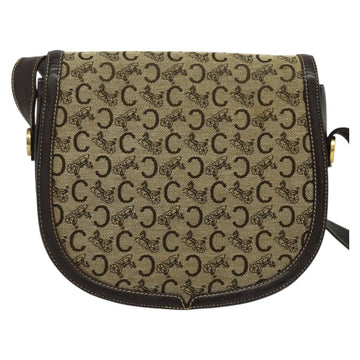 CELINE C Sulky Shoulder Bag Canvas Beige Gold Auth 139534 - 0