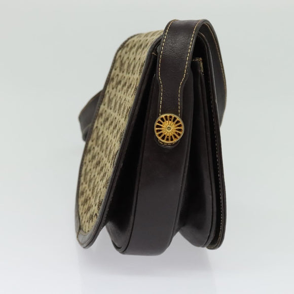 CELINE C Sulky Shoulder Bag Canvas Beige Gold Auth 139534